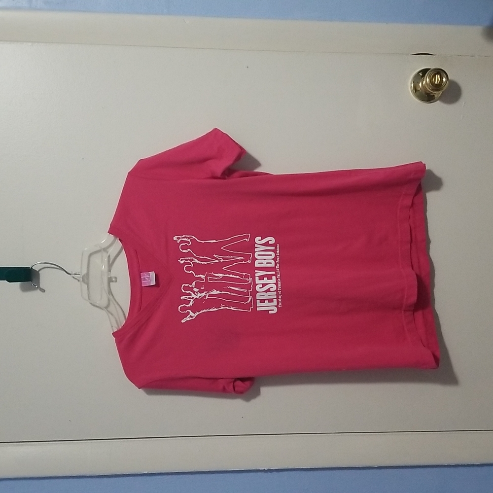 LAT Jersey Boys M Pink and White Short Sleeve Shrit